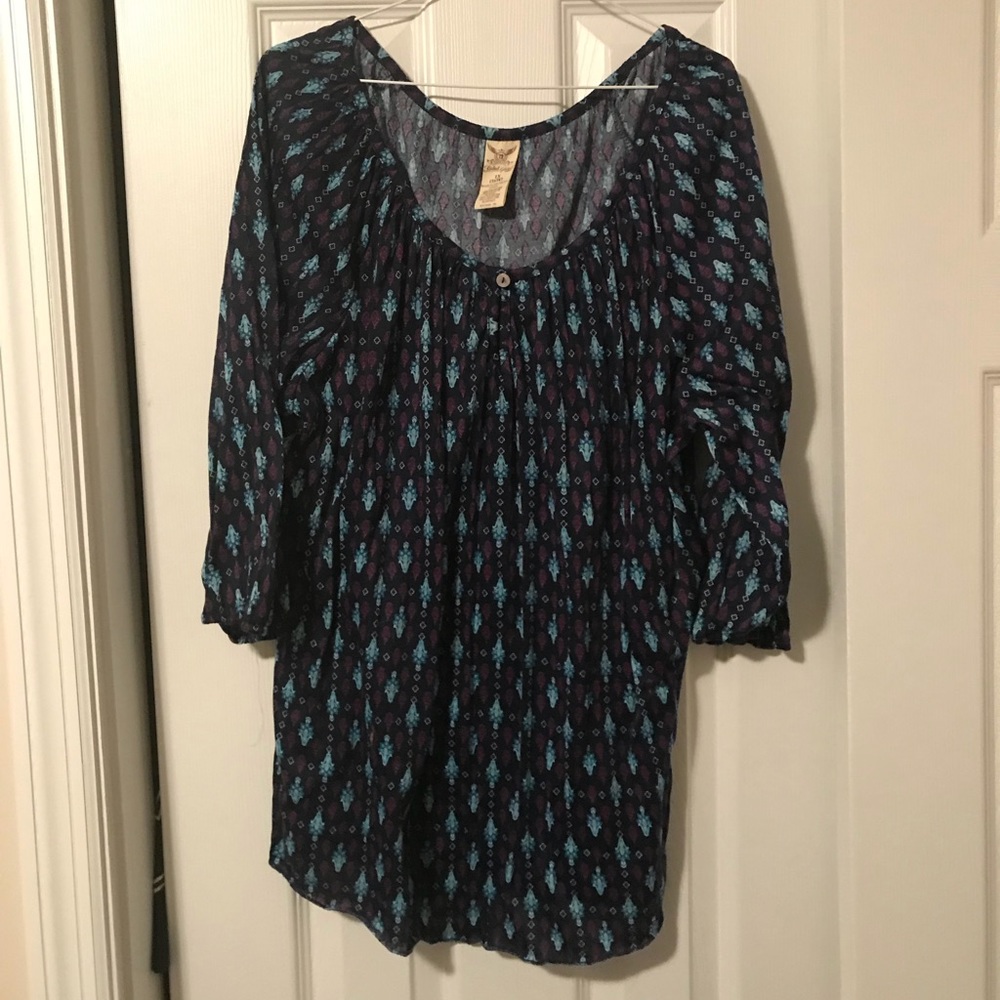 Blue and purple print top